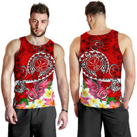 Hawaii Men's Tank Top - Turtle Plumeria Polynesian Tattoo Red Color - Polynesian Pride