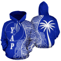 Yap Polynesian Hoodie Coconut Tree Blue Unisex Blue - Polynesian Pride
