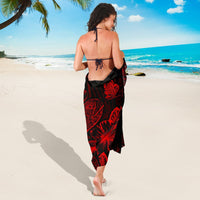 New Caledonia Sarong - Turtle Hibiscus Pattern Red - Polynesian Pride
