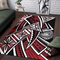 American Samoa Polynesian Area Rug - Tribal Flower Special Pattern Red Color Red - Polynesian Pride