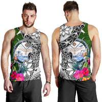Marshall Islands Men's Tank Top White - Turtle Plumeria Banana Leaf Crest - Polynesian Pride