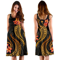 Chuuk Micronesian Midi Dress - Gold Plumeria - Polynesian Pride