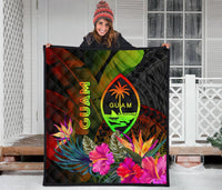 Guam Polynesian Premium Quilt - Hibiscus and Banana Leaves - Polynesian Pride