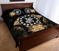 Cook Islands Polynesian Quilt Bed Set Hibiscus Gold - Polynesian Pride