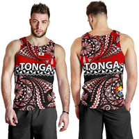 Tonga Men Tank Top Polynesian Tattoo Tongan Tapa Red - Polynesian Pride