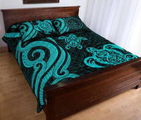 Palau Quilt Bed Set - Turquoise Tentacle Turtle - Polynesian Pride