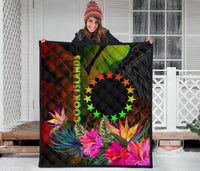 Cook Islands Polynesian Premium Quilt - Hibiscus and Banana Leaves - Polynesian Pride