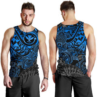 Polynesian Hawaii (Kanaka Maoli) Men's Tank Top - Blue Turtle Hibiscus Flowing - Polynesian Pride