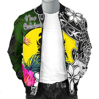 New Caledonia Men Bomber Jacket - Turtle Plumeria Banana Leaf - Polynesian Pride
