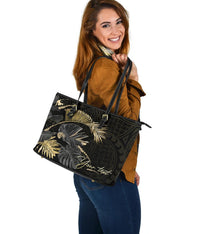 Personalized - Hawaii Tropical Polynesian Large Leather Tote Bag - Polynesian Pride