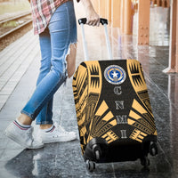 Northern Mariana Islands Luggage Cover - Polynesian Tattoo Gold - Polynesian Pride