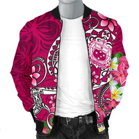 Samoa Men's Bomber Jacket - Turtle Plumeria (Pink) - Polynesian Pride