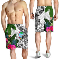 Guam Men's Short White - Turtle Plumeria Banana Leaf - Polynesian Pride