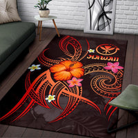 Polynesian Hawaii Area Rug - Legend of Kanaka Maoli (Red) - Polynesian Pride