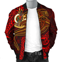 Vanuatu Polynesian Men's Bomber Jacket - Red Shark Polynesian Tattoo - Polynesian Pride