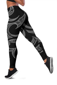 Hawaii Tribal Polynesian Women's Leggings - Grey - Juno Style - AH - Polynesian Pride