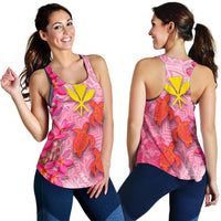 Hawaii Women's Racerback Tank - Polynesian Pink Plumeria Turtle - Polynesian Pride