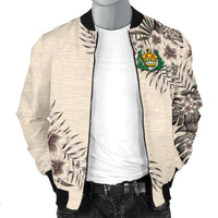 Tonga Men's Bomber Jacket - The Beige Hibiscus - Polynesian Pride