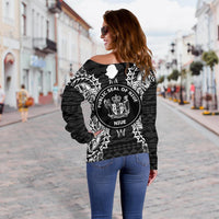 Niue Polynesian Shoulder Sweater Map Black - Polynesian Pride