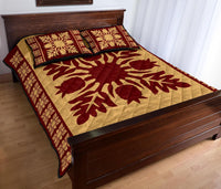 Hawaiian Quilt Pattern Palm Tree And Pineaple Quilt Bed Set - Polynesian Pride