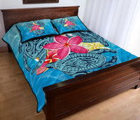 Hawaii Plumeria Deep Sea Circle Turtle Quilt Bed Set - Polynesian Pride