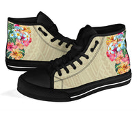 Hawaii Polynesian Flowers Swimming Turtles High Top Shoe - Polynesian Pride