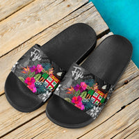 Fiji Slide Sandals Coat of Arm - Turtle Floral - Polynesian Pride