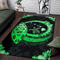 Hawaii Turtle Hibiscus Corner Map Polynesian Area Rug AH - Polynesian Pride