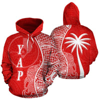 Yap Polynesian Hoodie Coconut Tree Red and White - Polynesian Pride