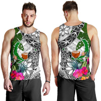 Pohnpei Custom Personalised Men's Tank Top White - Turtle Plumeria Banana Leaf - Polynesian Pride