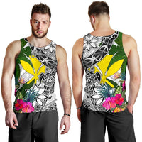 Hawaii Custom Personalised Men's Tank Top White - Turtle Plumeria Banana Leaf - Polynesian Pride