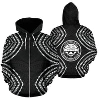 Federated States of Micronesia Zip up Hoodie Micronesia Black Warrior Style Unisex Black - Polynesian Pride