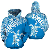Samoa Zip up Hoodie Samoa Turtle Mermaid Polynesian Tattoo 03 Unisex Black - Polynesian Pride