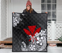 Hawaii Premium Quilt - Red Kanaka Maoli & White Hibiscus Style - Polynesian Pride