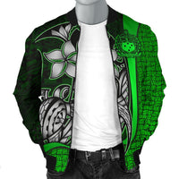 Samoa Polynesian Men's Bomber Jackets Green - Turtle With Hook - Polynesian Pride