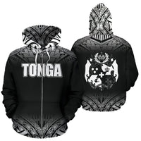 Tonga All Over Zip up Hoodie Fog Black Style Unisex Black - Polynesian Pride