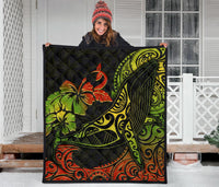 Hawaii Premium Quilt - Humpback Whale Hibiscus - Polynesian Pride