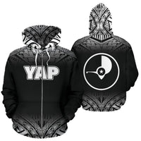 Yap All Over Zip up Hoodie Black Fog Style Unisex Black - Polynesian Pride