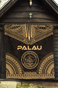 Palau Premium Quilt - Palau Seal Polynesian Chief Gold Version - Polynesian Pride