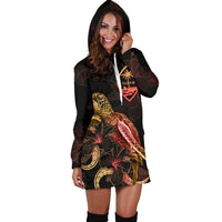Guam Polynesian Hoodie Dress - Turtle With Blooming Hibiscus Gold - Polynesian Pride