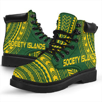 Society Islands Leather Boots - Polynesian Flag Chief Version - Polynesian Pride