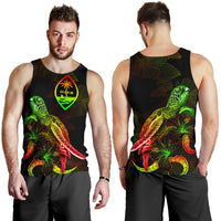 Guam Polynesian Men Tank Top - Turtle With Blooming Hibiscus Reggae - Polynesian Pride