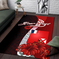 Wallis and Futuna Polynesian Custom Personalised Area Rug - Coat Of Arm With Hibiscus - Polynesian Pride