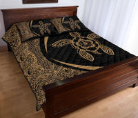 Hawaiian Polynesian Turtle Quilt Bed Set - Circle Style Gold - Polynesian Pride