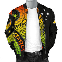 Papua New Guinea Men's Bomber Jacket - PNG Bird And Polynesian Decorative Pattern - Polynesian Pride