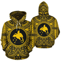 Papua New Guinea 1 ll Over Hoodie Papua New Guinea 1 Coat of rms Polynesian Gold Black - Polynesian Pride