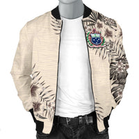 Samoa Men's Bomber Jacket - The Beige Hibiscus - Polynesian Pride