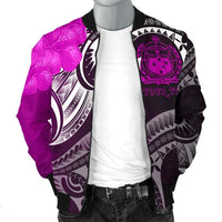 Samoa Custom Personalised Men's Bomber Jacket - Samoa Seal Wave Style (Pink) - Polynesian Pride