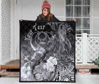 Pohnpei Custom Personalised Premium Quilt - Humpback Whale with Tropical Flowers (White) - Polynesian Pride