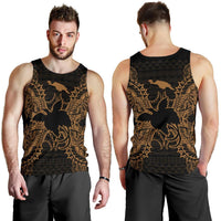Papua New Guinea Polynesian Men Tank Top Map Gold - Polynesian Pride